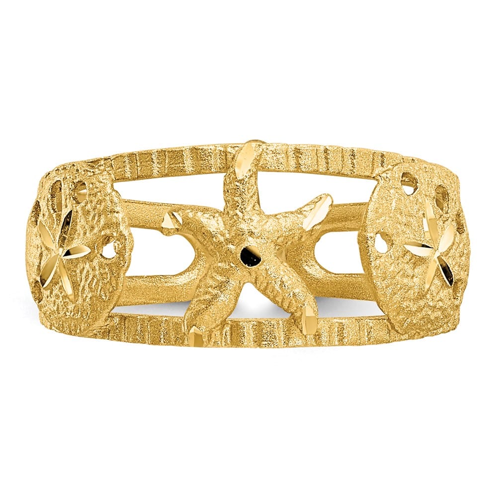 14k Yellow Gold Starfish and Shells Toe Ring