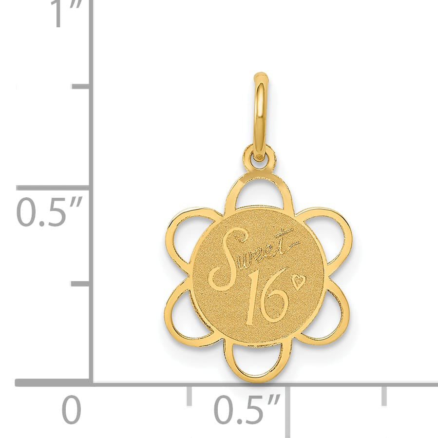 14K Yellow Gold Sweet 16 Engravable Disc Charm