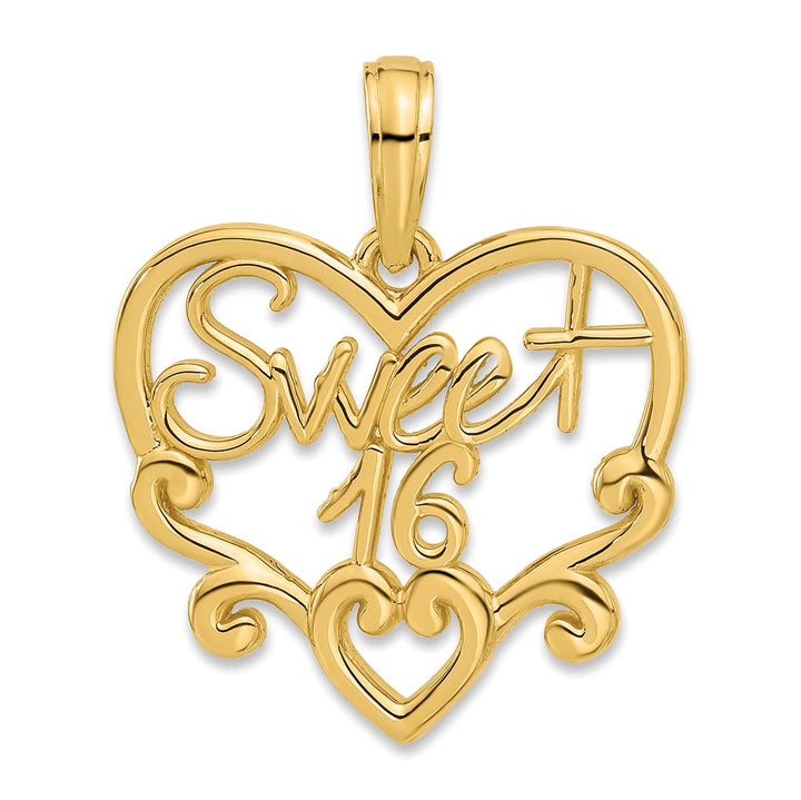 14K Yellow Gold SWEET 16 in Heart Charm
