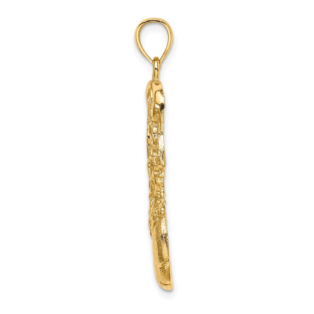 14K Yellow Gold Swoosh Basketball and Net Pendant