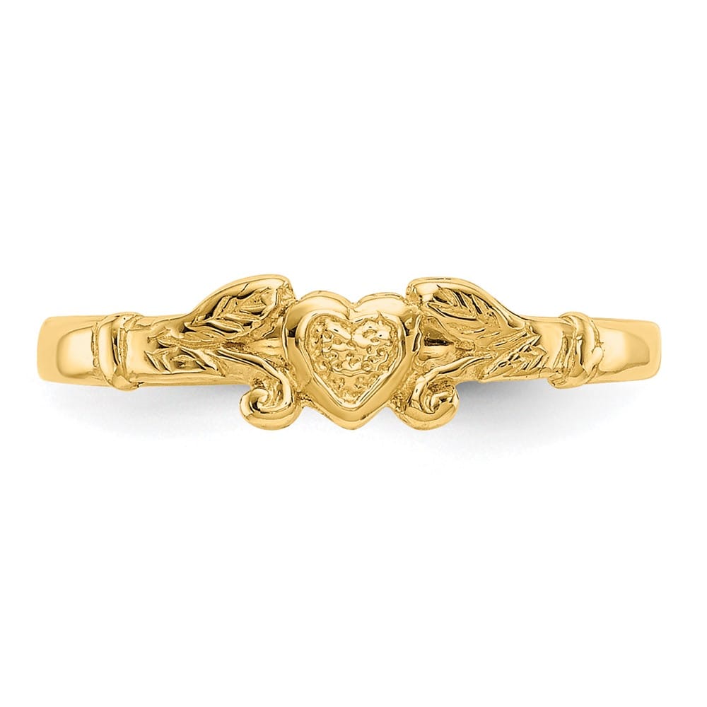 14k Yellow Gold Textured Mini Heart Ring