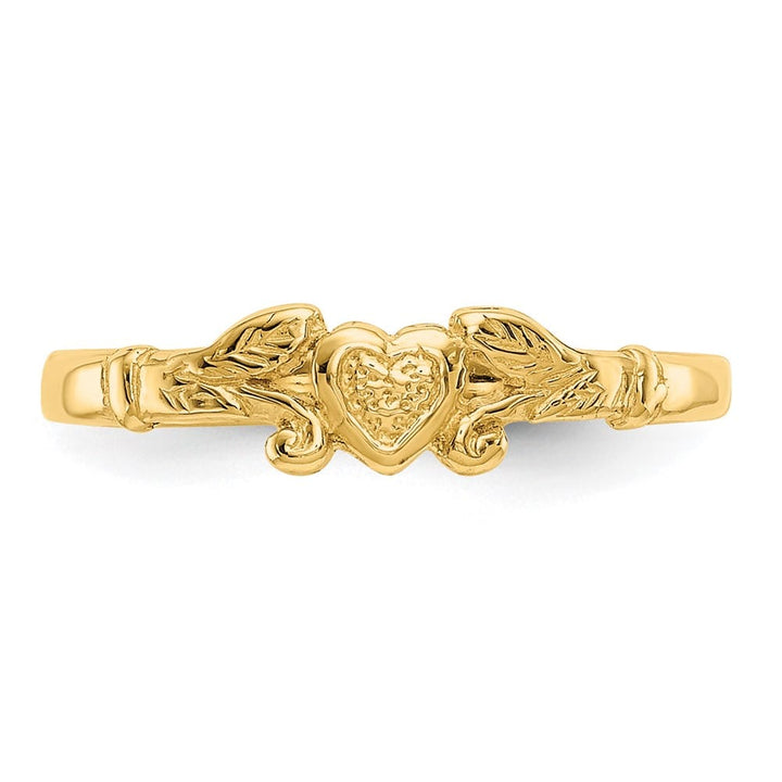 14k Yellow Gold Textured Mini Heart Ring