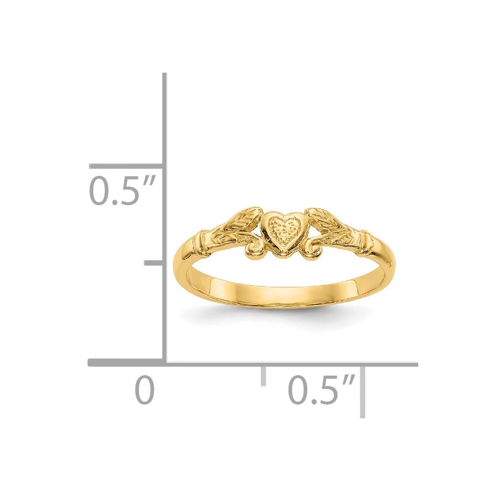 14k Yellow Gold Textured Mini Heart Ring