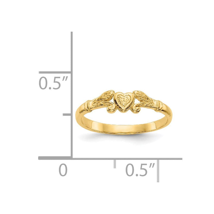 14k Yellow Gold Textured Mini Heart Ring