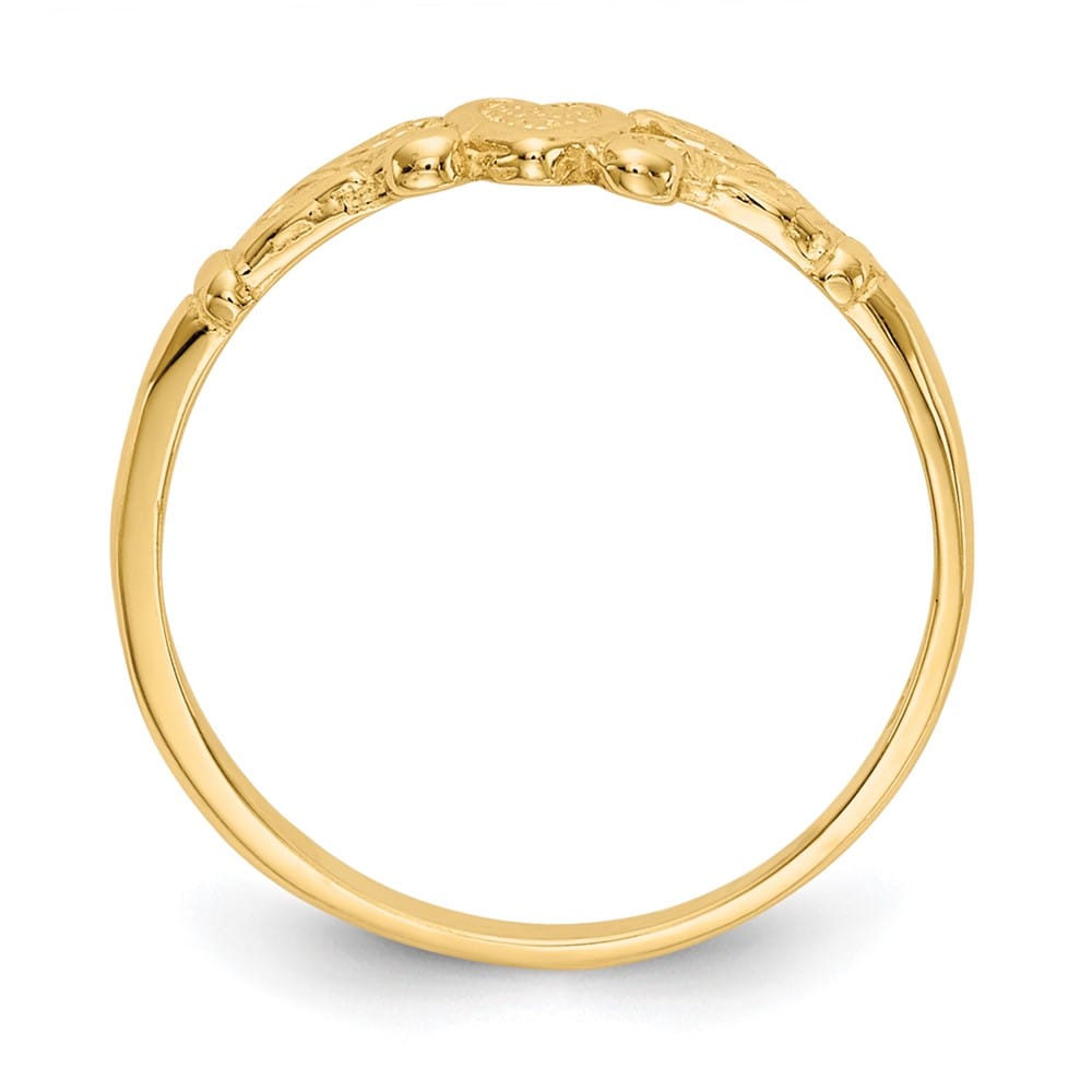 14k Yellow Gold Textured Mini Heart Ring
