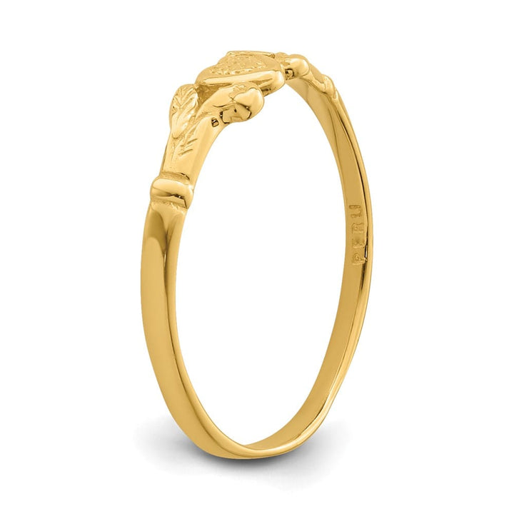 14k Yellow Gold Textured Mini Heart Ring