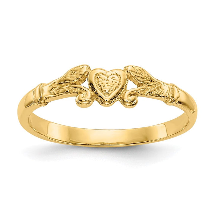 14k Yellow Gold Textured Mini Heart Ring
