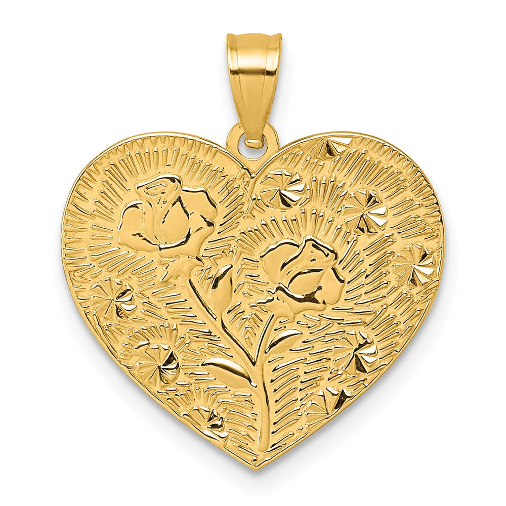 14K Yellow Gold Textured Roses -A Mother's Love is the Greatest Gift
