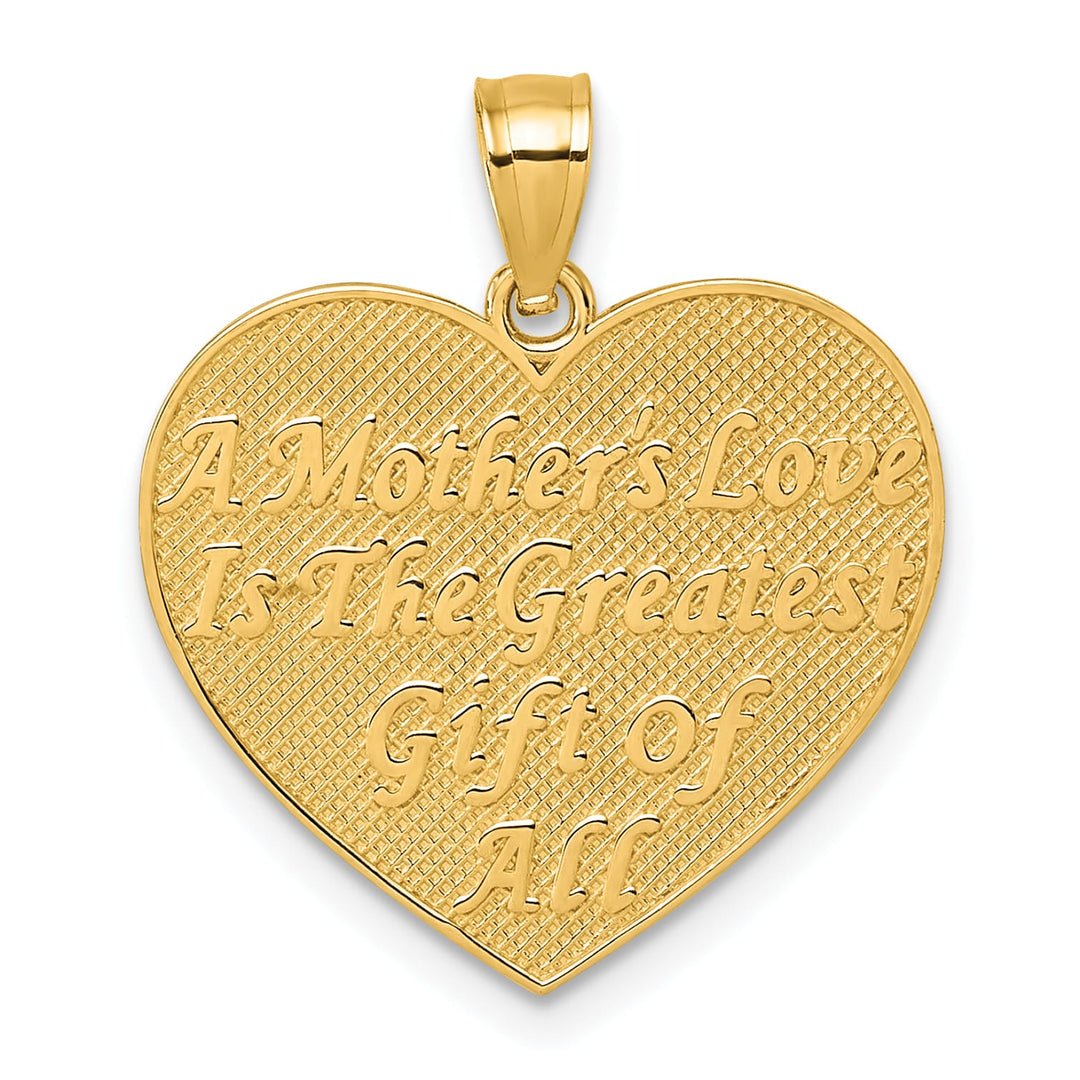 14K Yellow Gold Textured Roses -A Mother's Love is the Greatest Gift