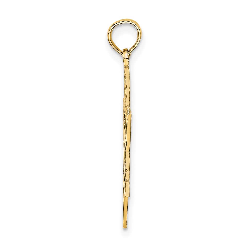 14K Yellow Gold Textured Star of David with Chai Center Charm