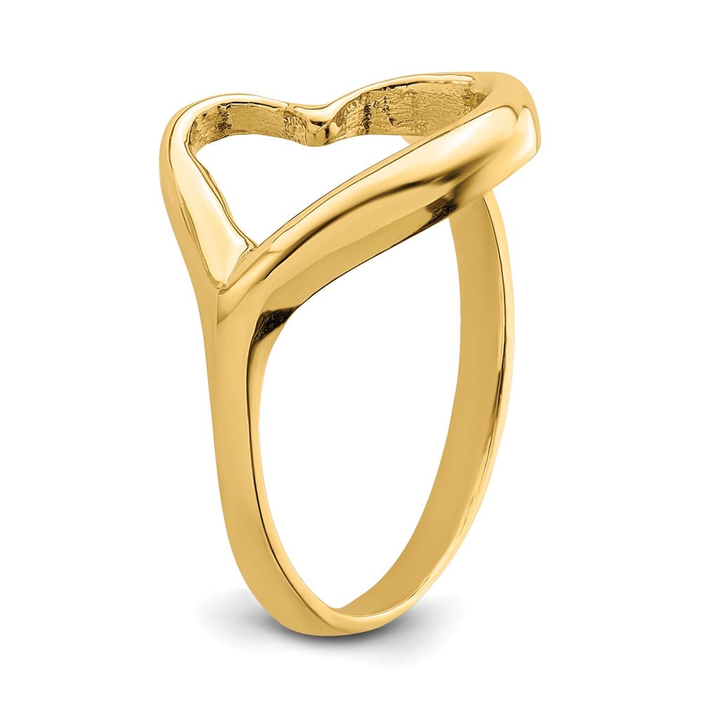 14k Yellow Gold Tilted Open Heart Ring