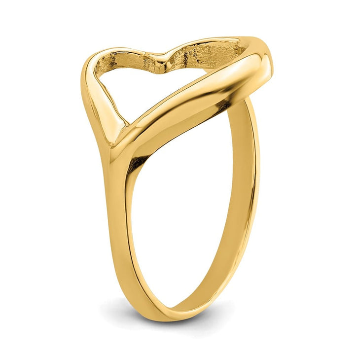 14k Yellow Gold Tilted Open Heart Ring