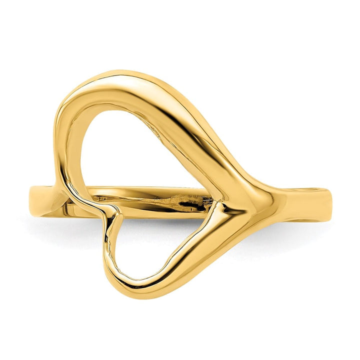14k Yellow Gold Tilted Open Heart Ring