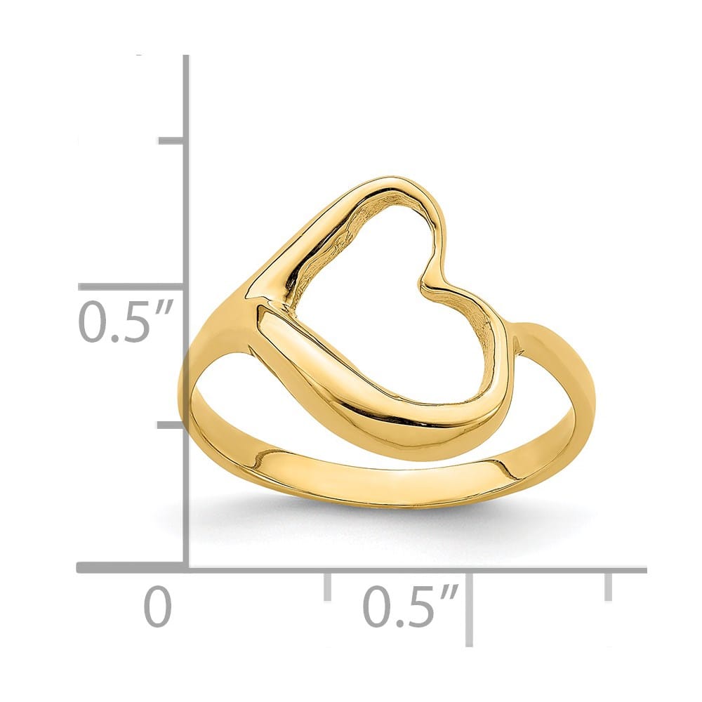 14k Yellow Gold Tilted Open Heart Ring