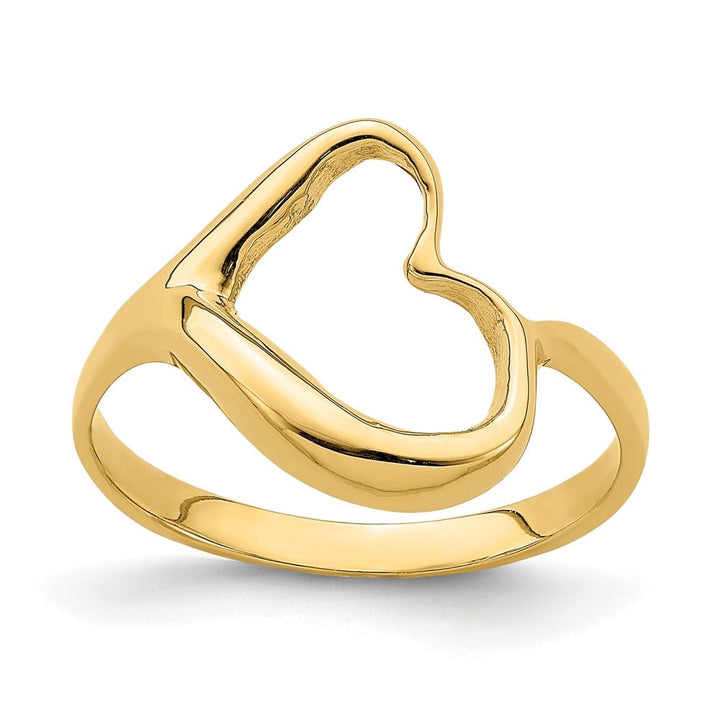 14k Yellow Gold Tilted Open Heart Ring