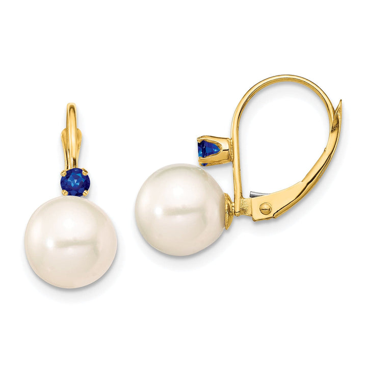 14K Yellow Gold Timeless 8-8.5mm Freshwater Pearl Sapphire Leverbacks
