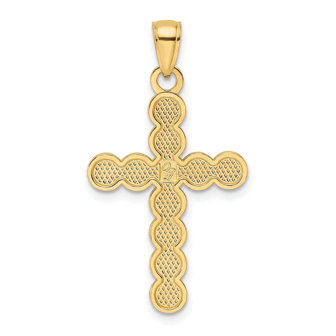 Lovely Rita's 14K Yellow Gold Timeless Beaded Circles Design Latin Cross Pendant