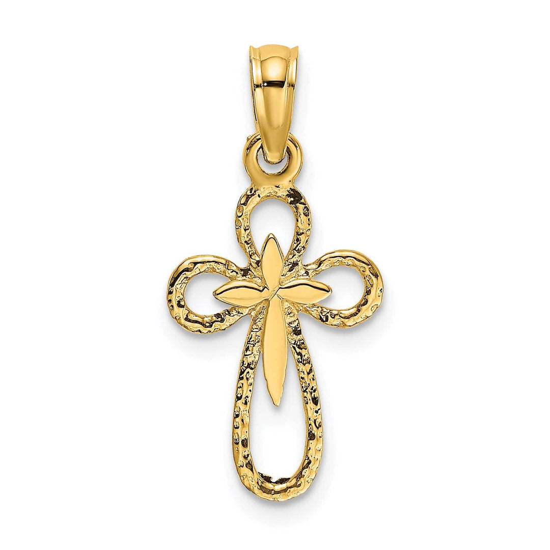 Lovely Rita's 14K Yellow Gold Timeless Cut-Out Interior Design Latin Cross Pendant