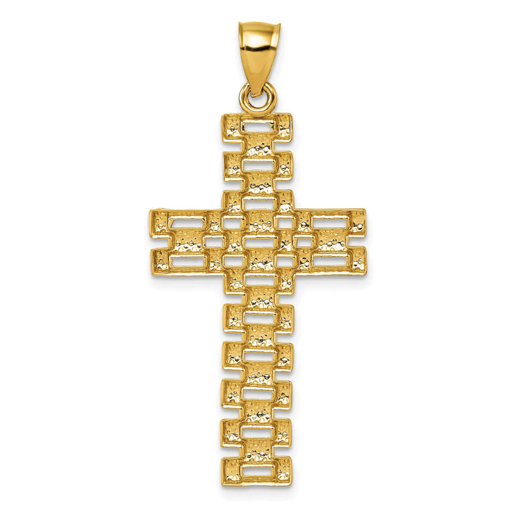 Lovely Rita's 14K Yellow Gold Timeless D.C Textured Fancy Link Latin Cross Pendant