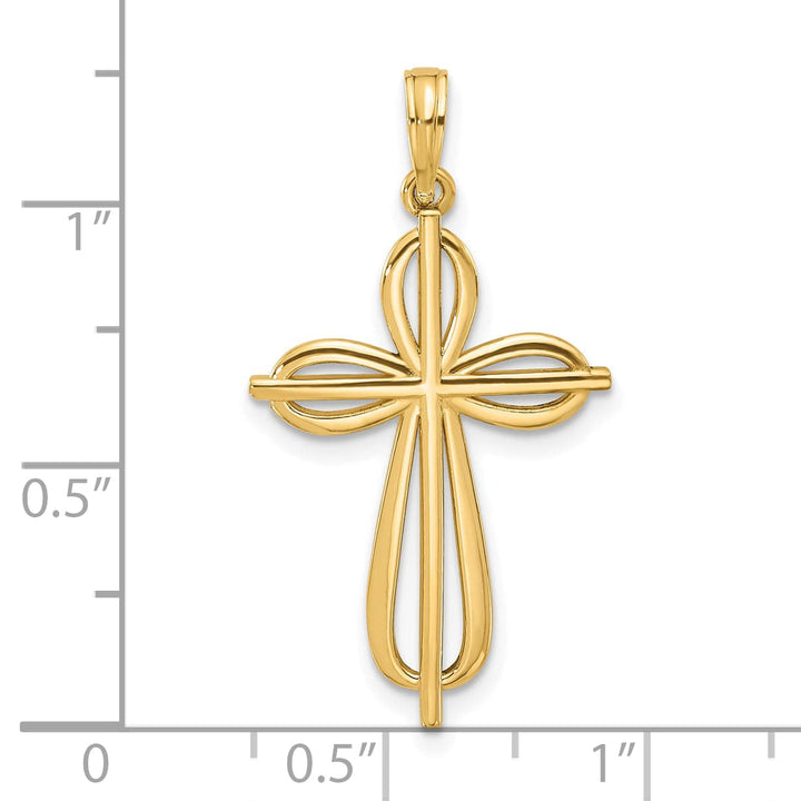 Lovely Rita's 14K Yellow Gold Timeless Fancy Ornate Design Latin Cross Pendant