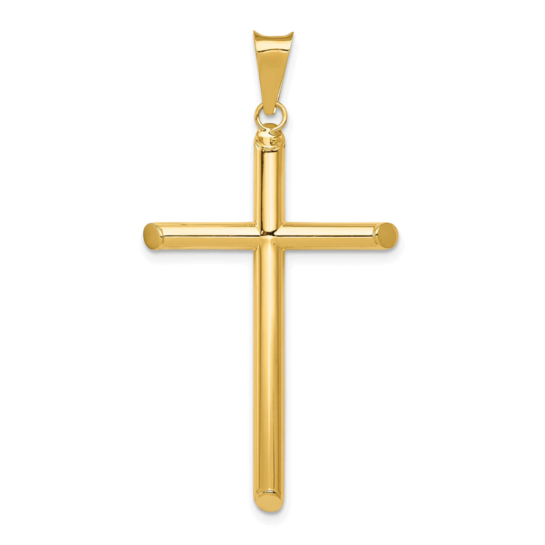 Lovely Rita's 14K Yellow Gold Timeless Polished Tube Hollow Latin Cross Pendant