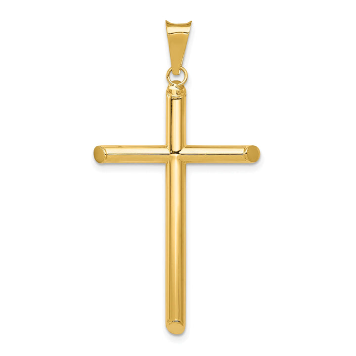Lovely Rita's 14K Yellow Gold Timeless Polished Tube Hollow Latin Cross Pendant