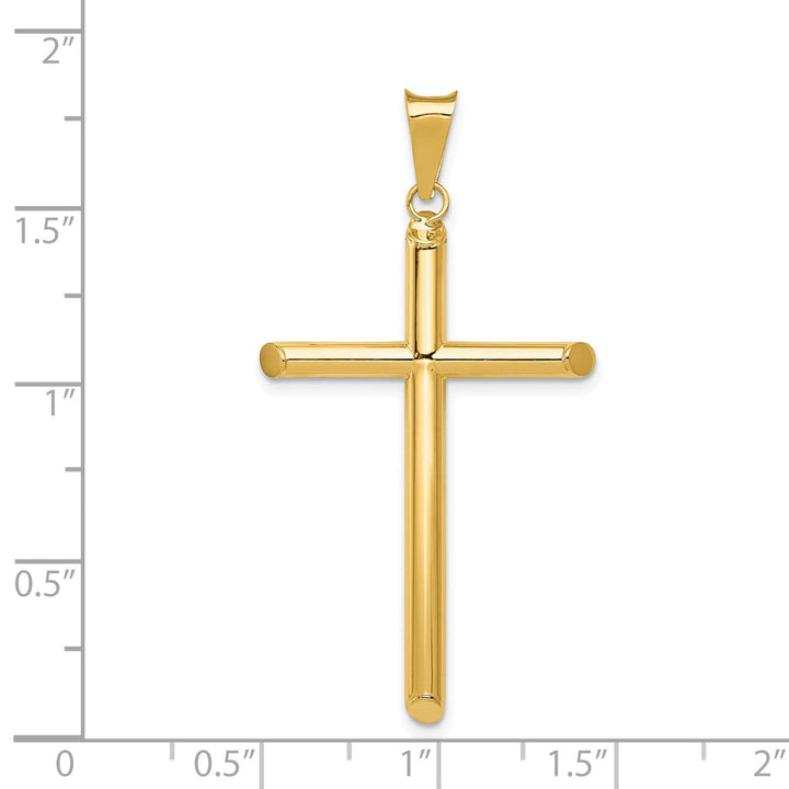 Lovely Rita's 14K Yellow Gold Timeless Polished Tube Hollow Latin Cross Pendant