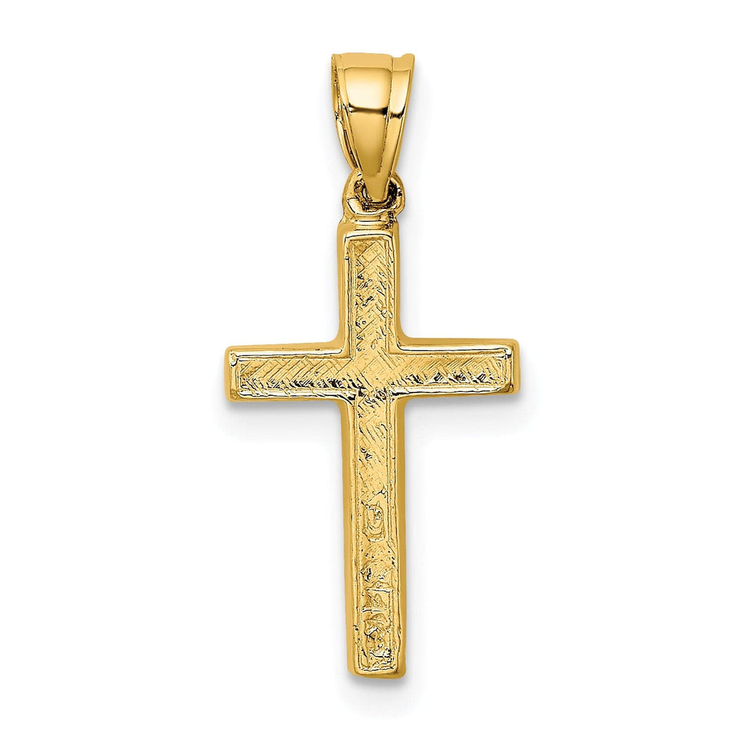 Lovely Rita's 14K Yellow Gold Timeless Textured Heart Center Latin Cross Pendant