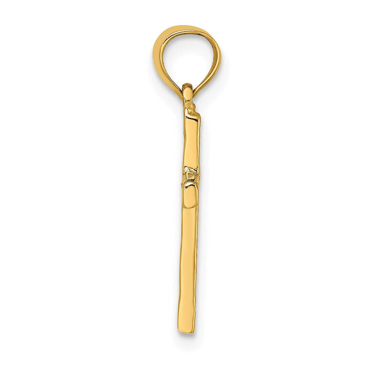 Lovely Rita's 14K Yellow Gold Timeless Textured Heart Center Latin Cross Pendant