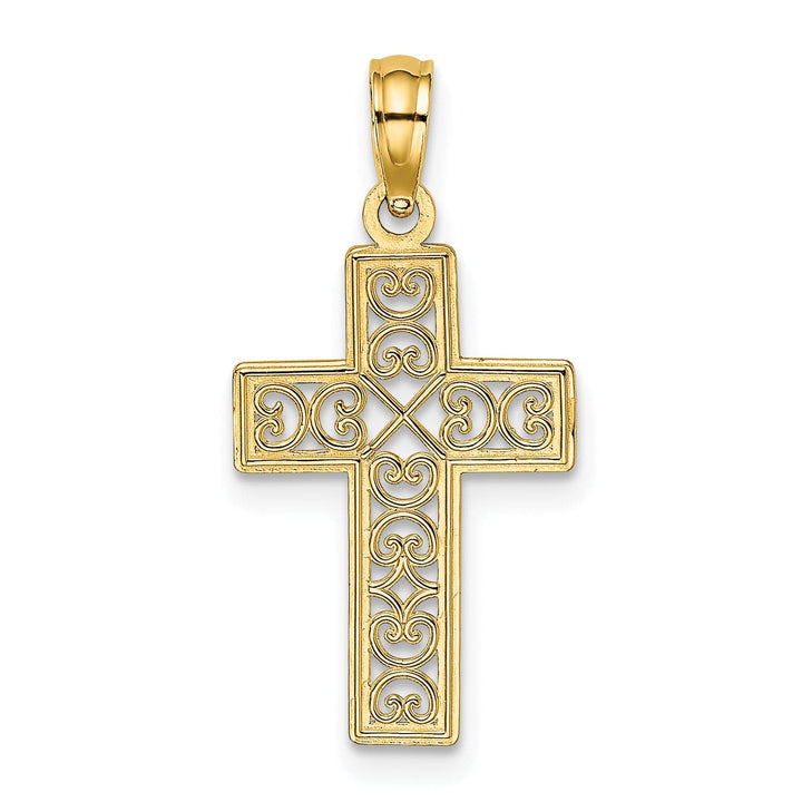 Lovely Rita's 14K Yellow Gold Timeless Textured Lace Center Latin Cross Pendant