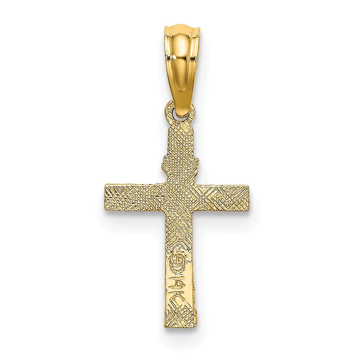Lovely Rita's 14K Yellow Gold Timeless Textured Mini Heart Latin Cross Pendant