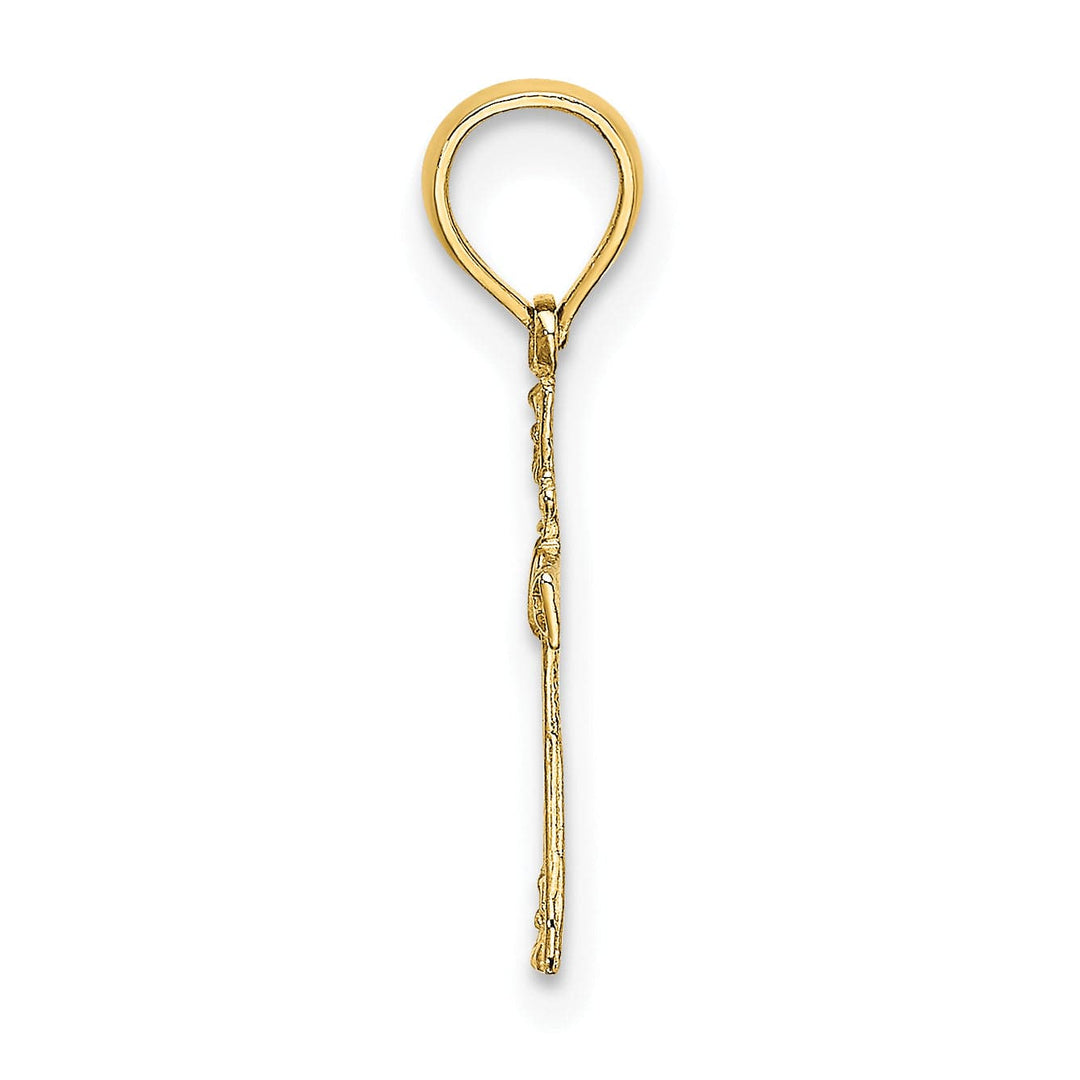 Lovely Rita's 14K Yellow Gold Timeless Textured Mini Heart Latin Cross Pendant