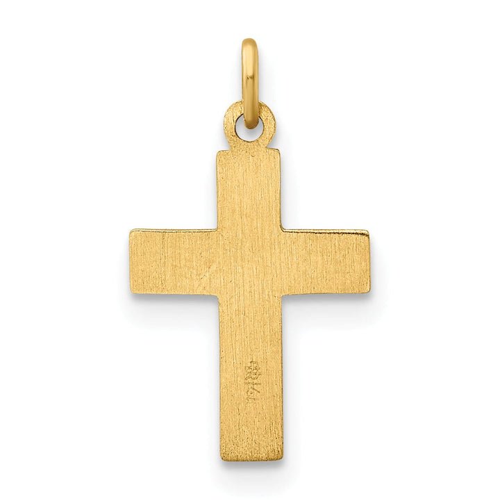 Lovely Rita's 14K Yellow Gold Timeless Textured Star Design Latin Cross Pendant