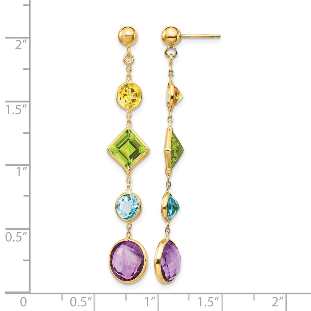 14K Yellow Gold Topaz/Amethyst Dangle Post Earrings, view 4 of 4