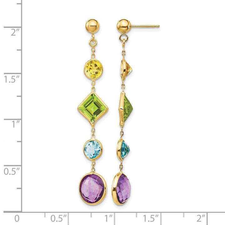 14K Yellow Gold Topaz/Amethyst Dangle Post Earrings, view 4 of 4