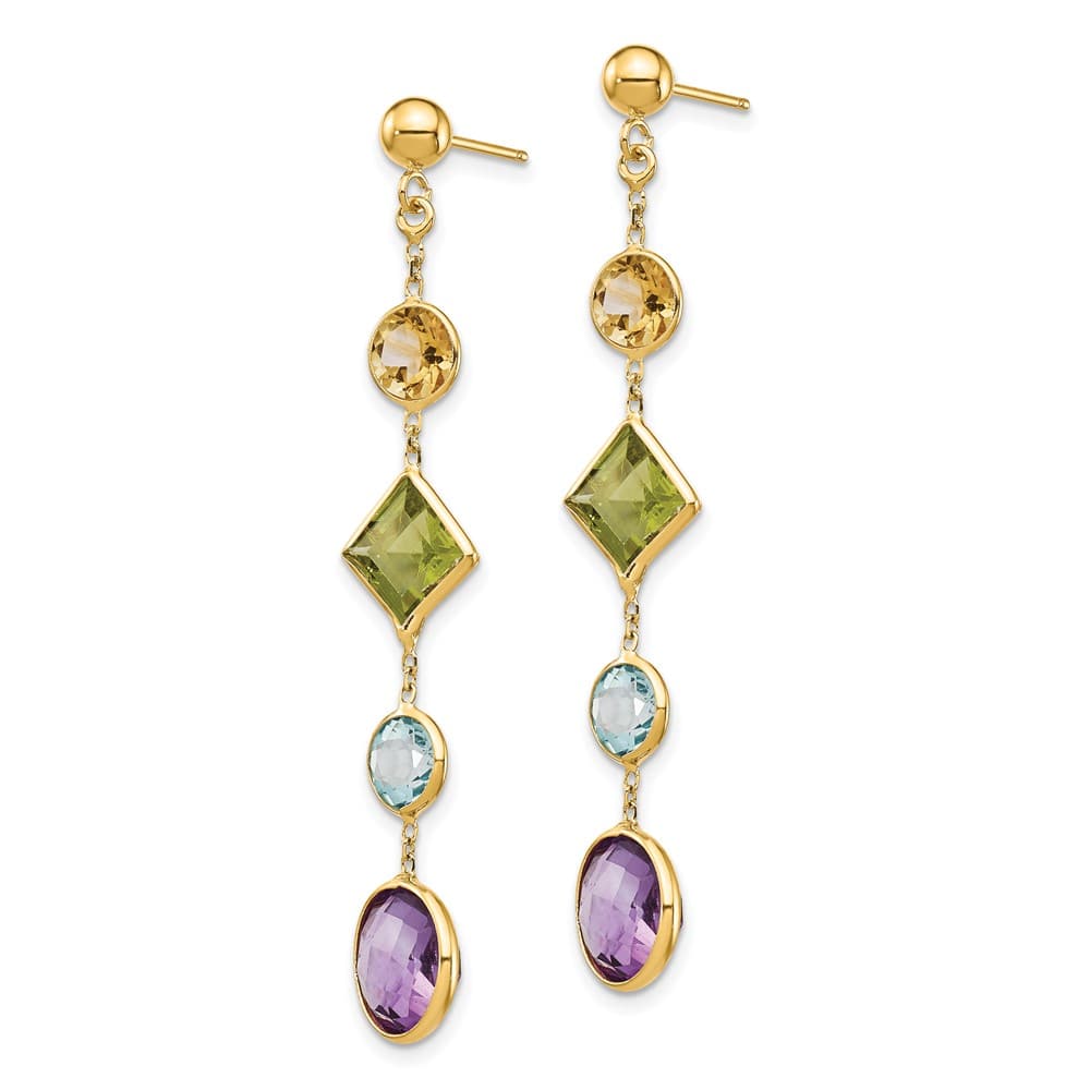 14K Yellow Gold Topaz/Amethyst Dangle Post Earrings, view 2 of 4