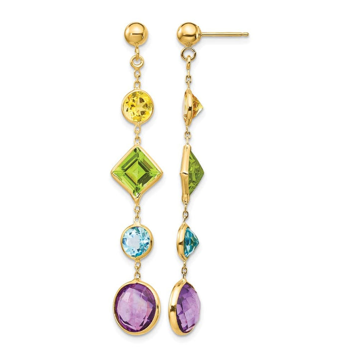 14K Yellow Gold Topaz/Amethyst Dangle Post Earrings, view 1 of 4