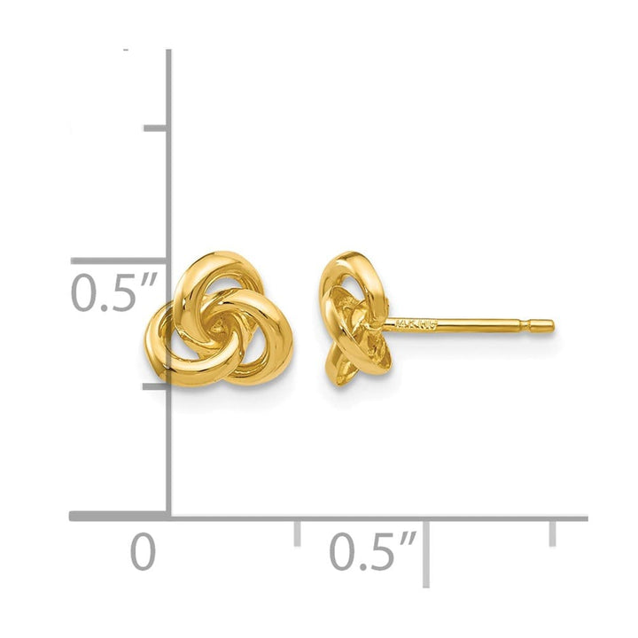 14K Yellow Gold Trinity Knot Post Earrings, view 4 of 4