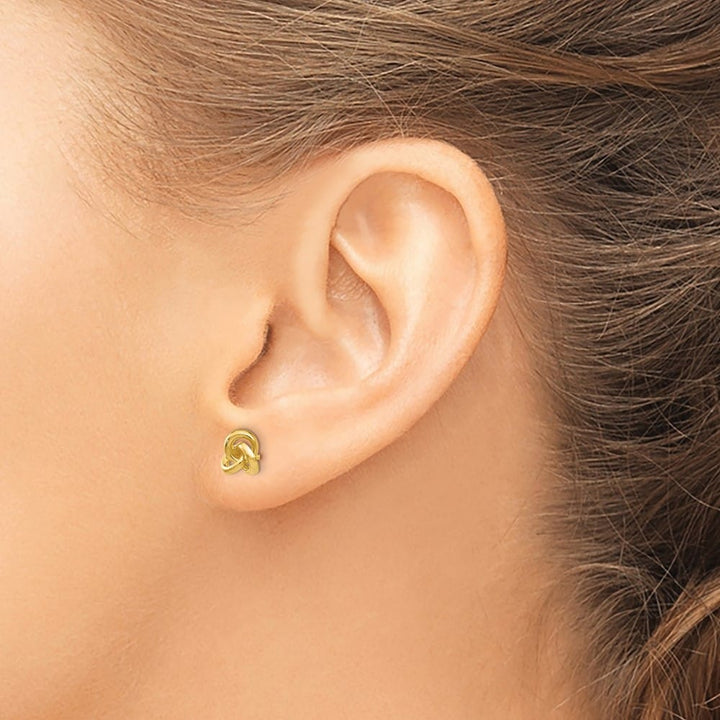 14K Yellow Gold Trinity Knot Post Earrings, view 3 of 4