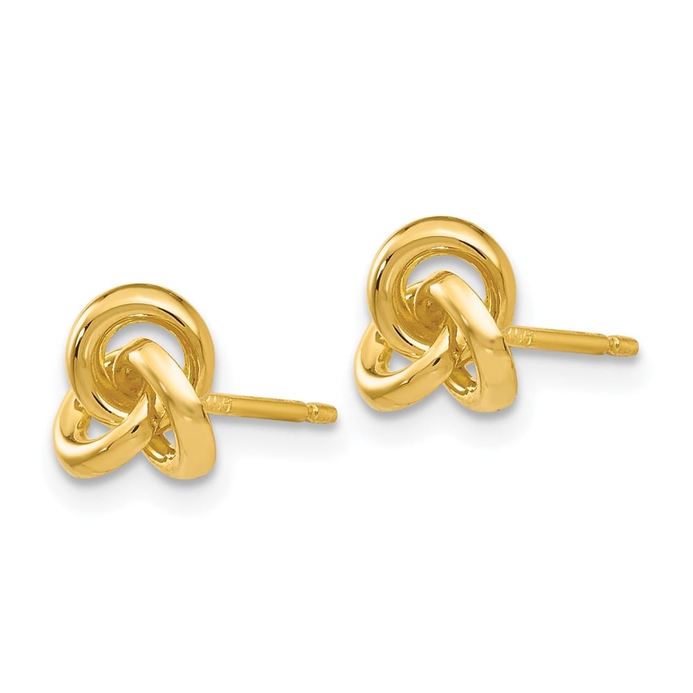 14K Yellow Gold Trinity Knot Post Earrings, view 2 of 4