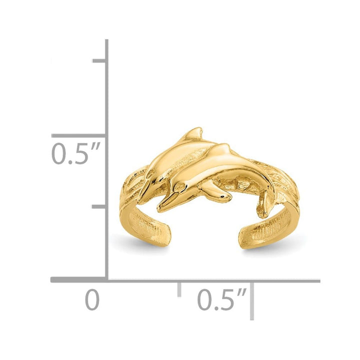 14k Yellow Gold Two Dolphins Toe Ring