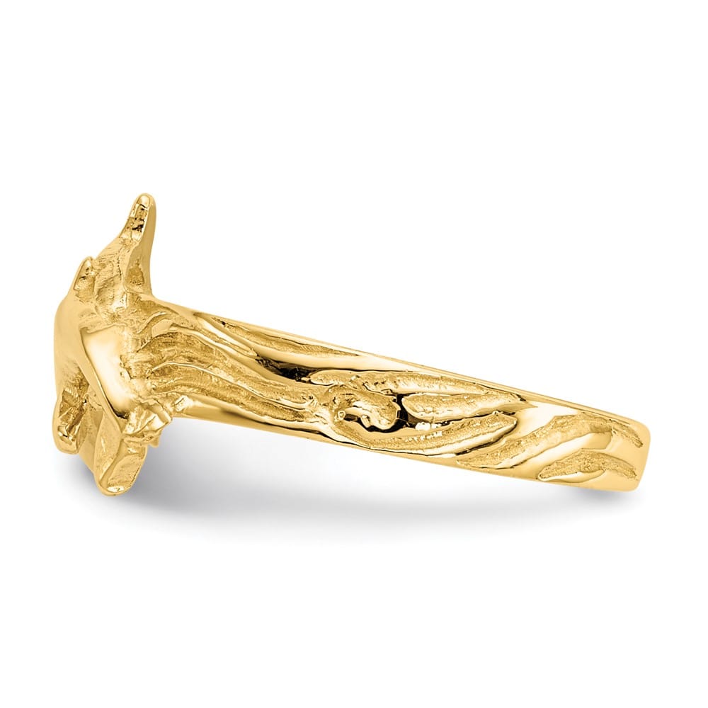 14k Yellow Gold Two Dolphins Toe Ring