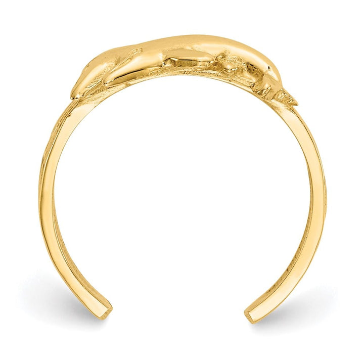 14k Yellow Gold Two Dolphins Toe Ring