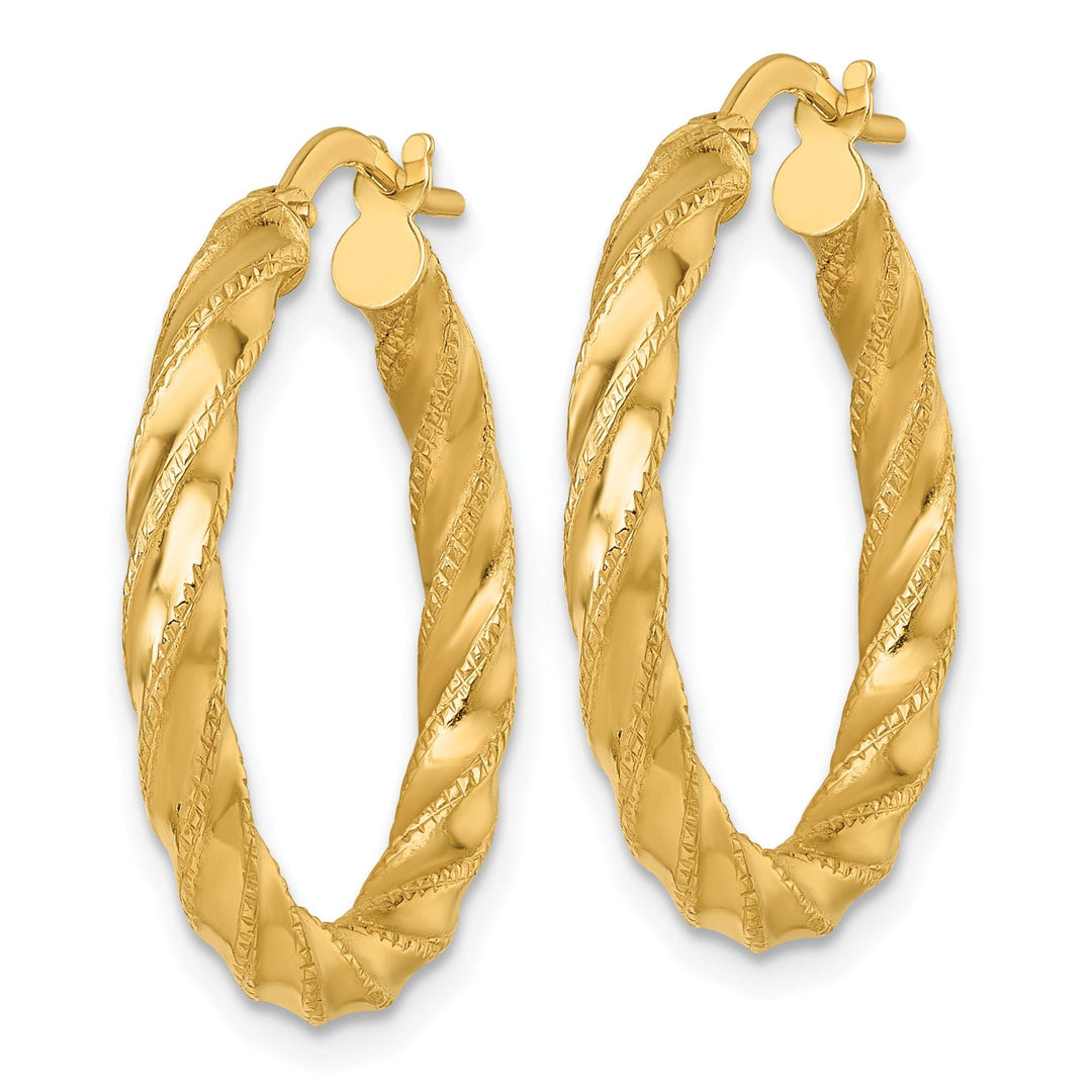 14K Yellow Gold Versatile Diamond-Cut 25mm Twisted Hoops