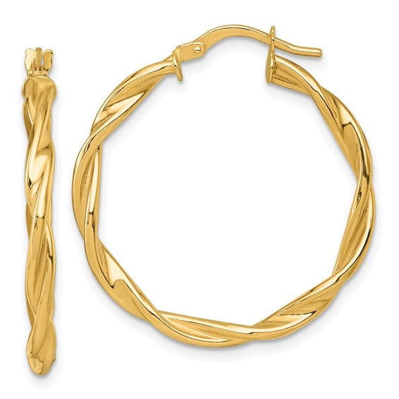 14K Yellow Gold Vintage Polished 30mm Twisted Hoops