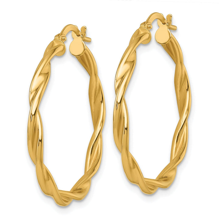 14K Yellow Gold Vintage Polished 30mm Twisted Hoops