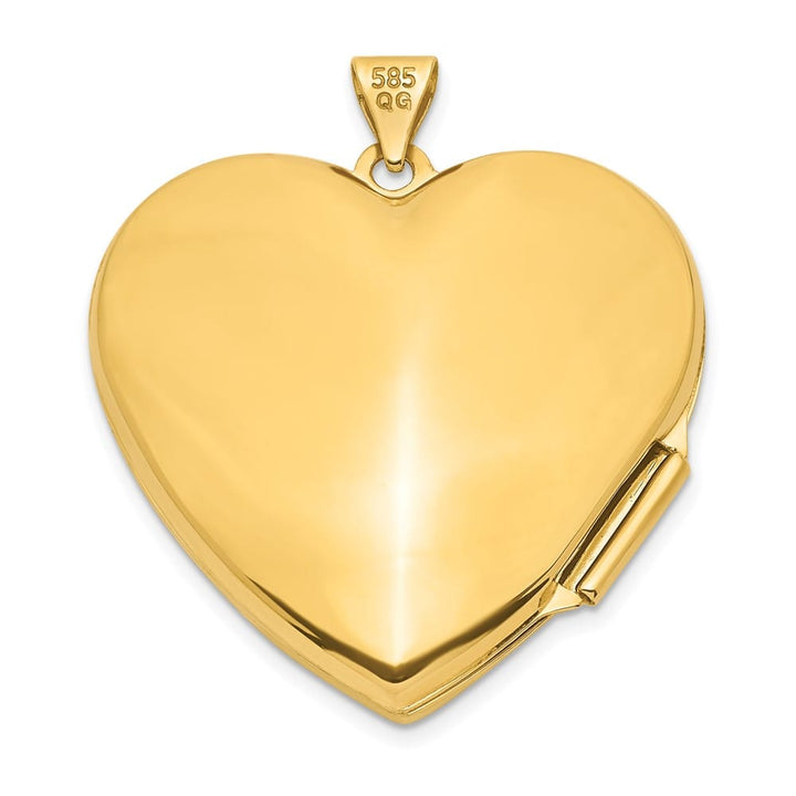14K Yellow Gold Wave Diamond 27mm Heart Locket