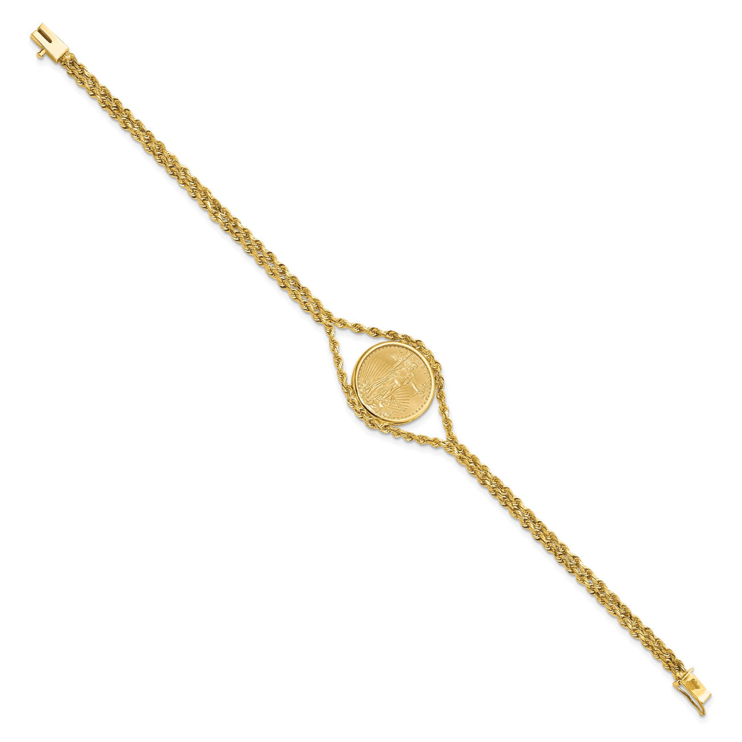 14K Yellow Gold Wideband Distinguished Coin Jewelry 14k Double Rope