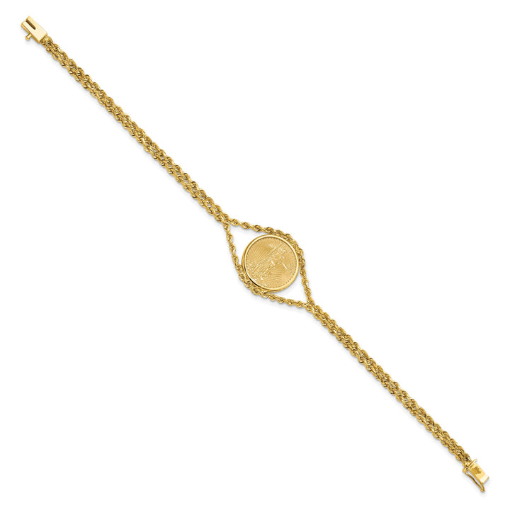 14K Yellow Gold Wideband Distinguished Coin Jewelry 14k Double Rope