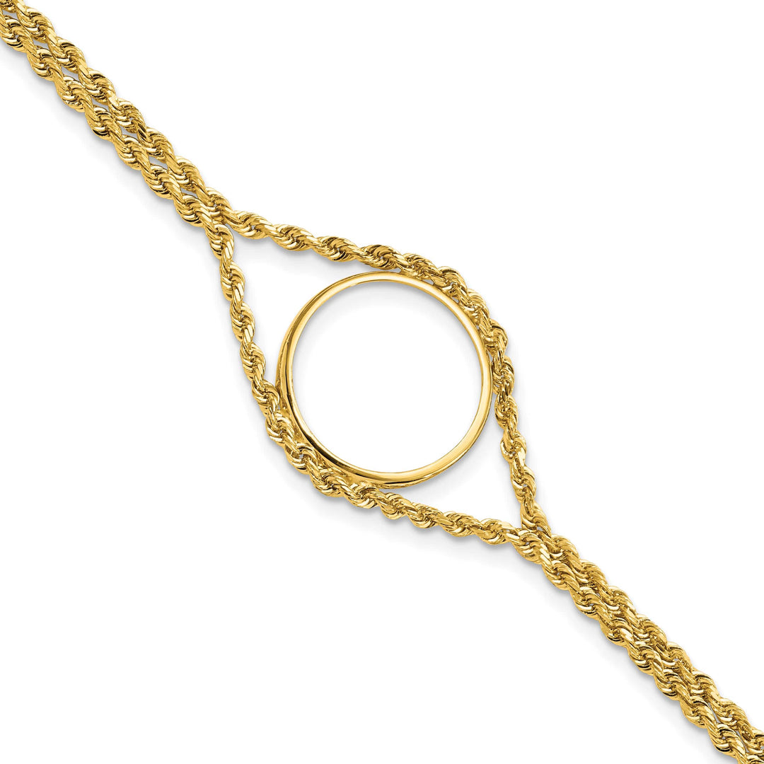 14K Yellow Gold Wideband Distinguished Coin Jewelry 14k Double Rope